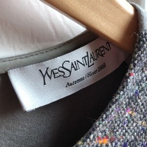 YSL wool top with tweed front panel. Size 6.
